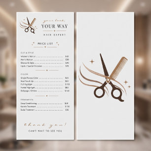Hair Stylist Minimal White Scissors Editable Rack Card