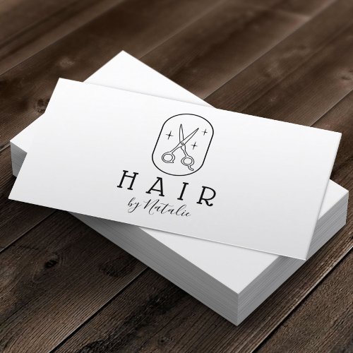 Hair Stylist Minimalist Hand_Drawn Scissor Logo Business Card
