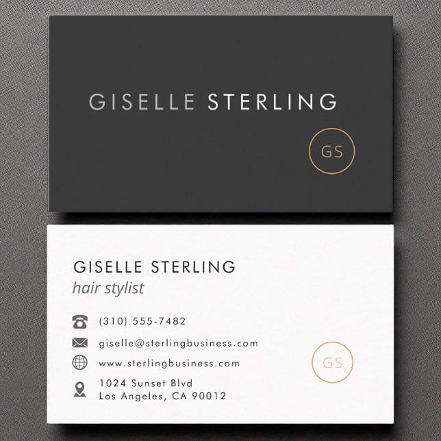 Hair Stylist Minimalist Luxury Black Business Card (Creator Uploaded)