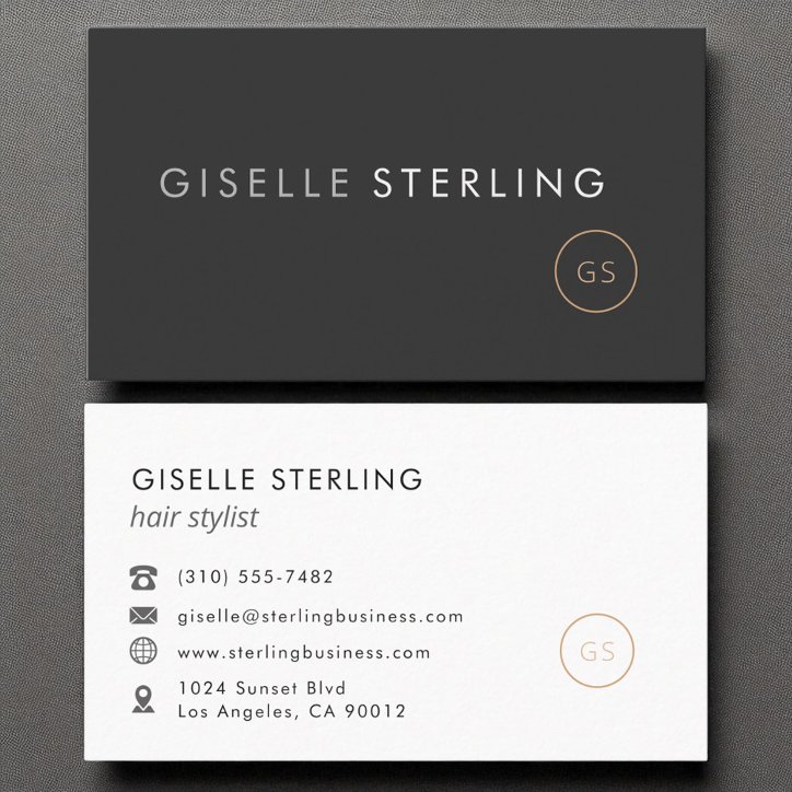Hair Stylist Minimalist Luxury Black Business Card