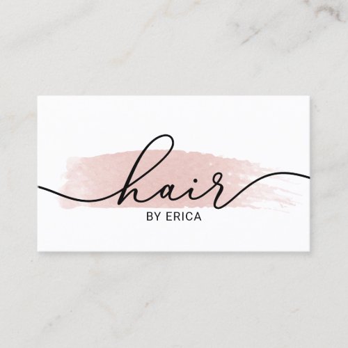 Hair Stylist Minimalist Pink Brush Stroke Salon Business Card