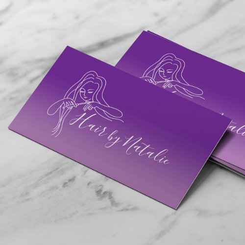 Hair Stylist Minimalist Purple Ombre Beauty Salon Business Card