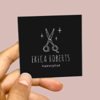 Hair Stylist Minimalist Scissor Drawing Salon Square Business Card