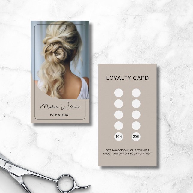 Hair Stylist Modern Beige Loyalty Card (Hair Stylist Modern Beige Loyalty Card)