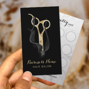 Hair Stylist Modern Black & Gold Salon Loyalty Card