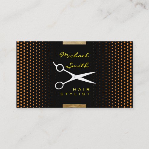 Hair Stylist Modern Cadmium Orange Polka Dot Business Card