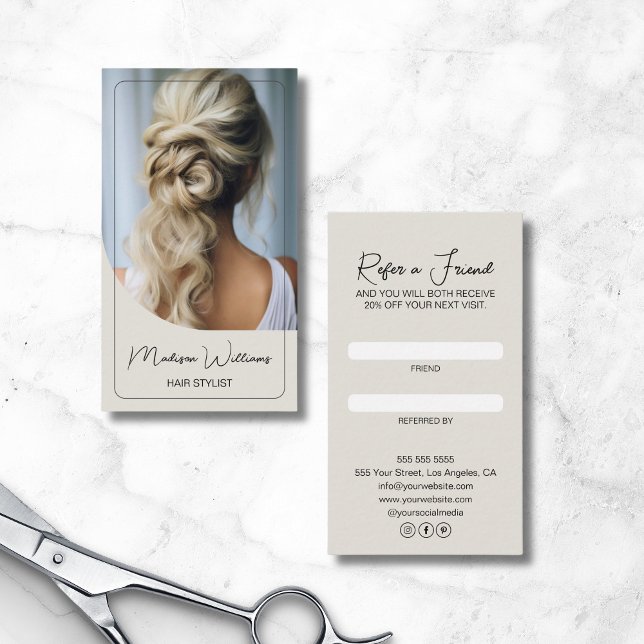 Hair Stylist Modern Custom Photo Referral Card (Hair Stylist Modern Custom Photo Referral Card)