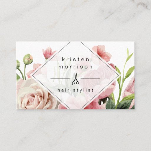 Customizable Hair Stylist Modern Elegant Floral Appointment Business Card
