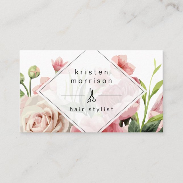 Hair Stylist Modern Elegant Floral Appointment (Front)