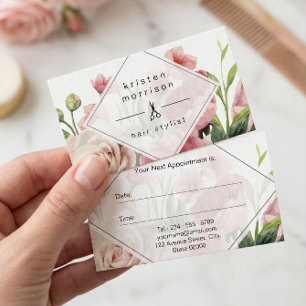 Hair Stylist Modern Elegant Floral Appointment Card