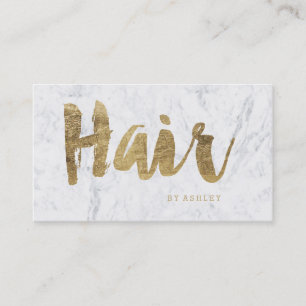 Hair stylist modern faux gold typography marble business card