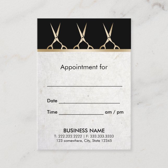 Hair Stylist Modern Gold Scissors Appointment (Front)