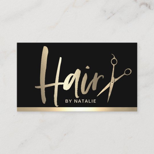 Hair Stylist Modern Gold Typography Beauty Salon Business Card