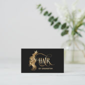 Hair stylist modern gold typography hair extension business card (Standing Front)