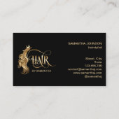 Hair stylist modern gold typography hair extension business card (Back)