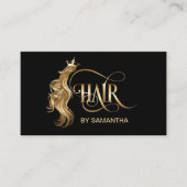 Hair stylist modern gold typography hair extension business card (Front)