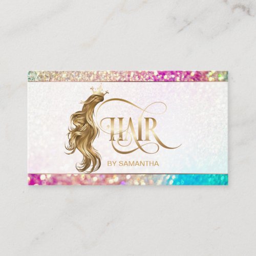 Hair stylist modern gold typography hair extension business card