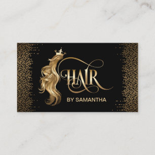 Hair stylist modern gold typography hair extension business card