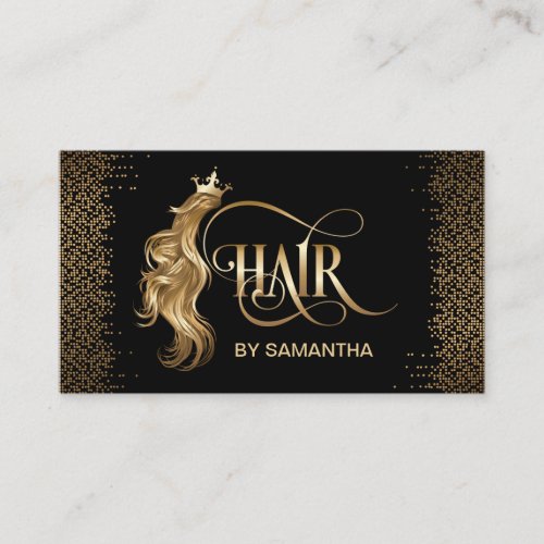 Hair stylist modern gold typography hair extension business card