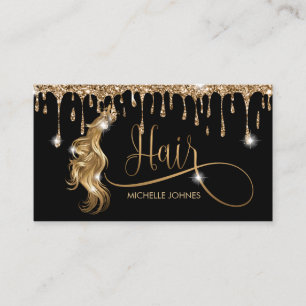 Hair stylist modern gold typography hair extension business card