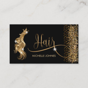 Hair stylist modern gold typography hair extension business card