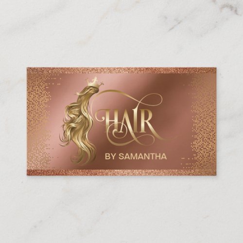 Hair stylist modern gold typography hair extension business card