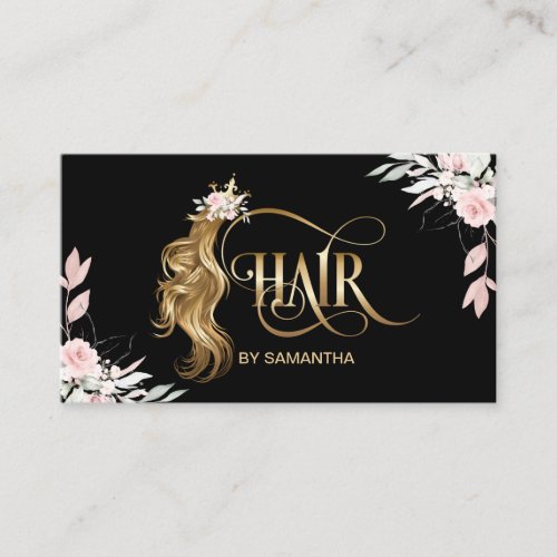 Hair stylist modern gold typography hair extension business card