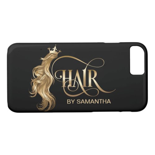 Hair stylist modern gold typography hair extension iPhone 87 case