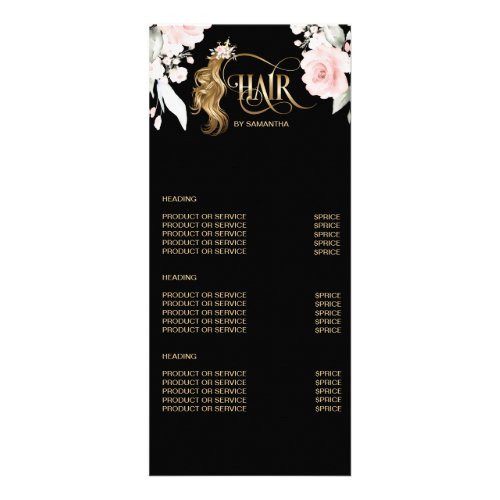 Hair stylist modern gold typography price list rack card
