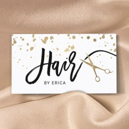 Hair Stylist Modern Gold Typography &amp; Scissor Business Card