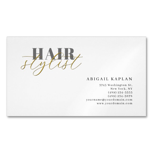 Hair Stylist Modern Minimalist Plain Professional Business Card Magnet (Front)