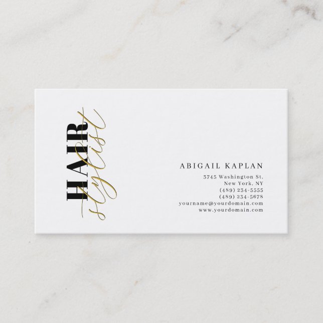 Hair Stylist Modern Minimalist Plain Profile Business Card (Front)