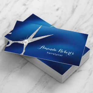 Hair Stylist Modern Navy Blue & Silver Salon Appointment Card