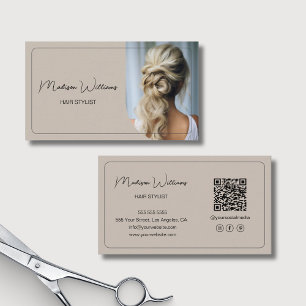 Hair Stylist Modern Photo Beige Business Card