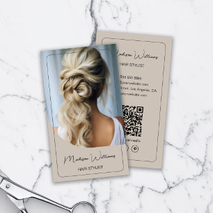 Hair Stylist Modern Photo Beige Business Card