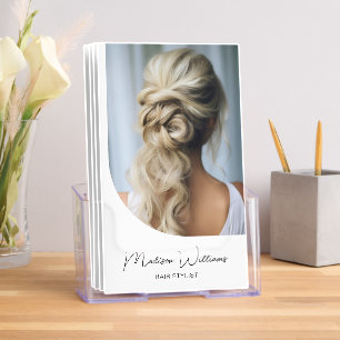 Hair Stylist Modern Photo QR White Brochure