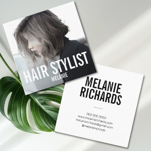 Hair stylist modern photo square business card