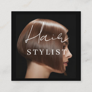 Hair stylist modern photo  square business card