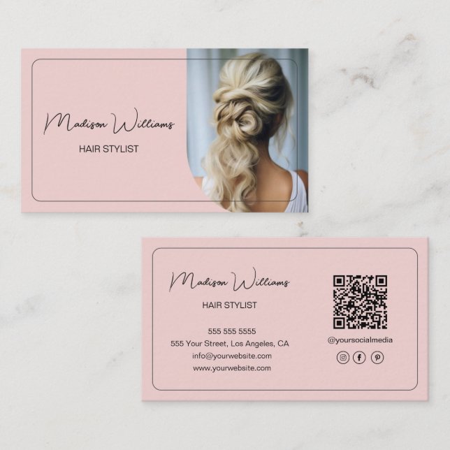 Hair Stylist Modern Pink Business Card (Front/Back)