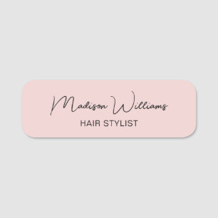 Hair Stylist Modern Pink Name Tag