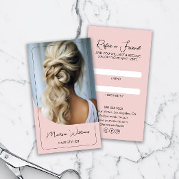 Hair Stylist Modern Pink Referral Card