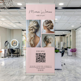 Hair Stylist Modern Pink Retractable Banner
