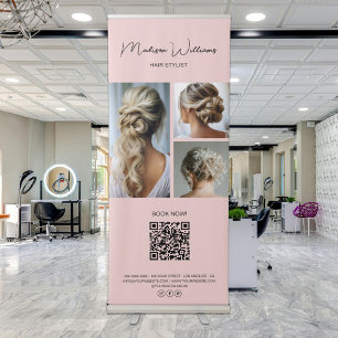 Hair Stylist Modern Pink Retractable Banner