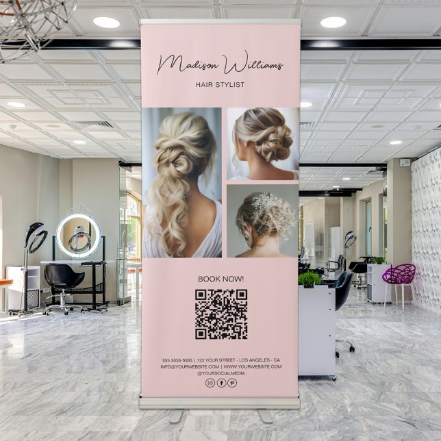 Hair Stylist Modern Pink Retractable Banner (Hair Stylist Modern Pink Retractable Banner)