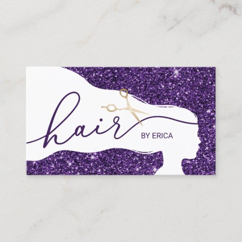 Hair Stylist Modern Purple Glitter Beauty Salon  Appointment Card