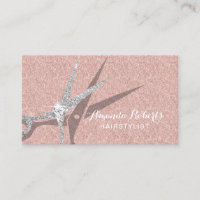 Hair Stylist Modern Rose Gold Glitter Hair Salon Business Card