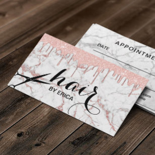 Hair Stylist Modern Rose Gold Marble Beauty Salon Appointment Card