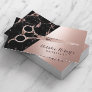 Hair Stylist Modern Rose Gold Marble Beauty Salon Business Card