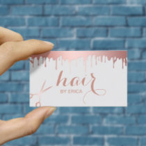 Hair Stylist Modern Rose Gold Scissor Beauty Salon Business Card