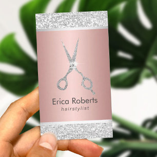 Hair Stylist Modern Rose Gold & Silver Appointment Card